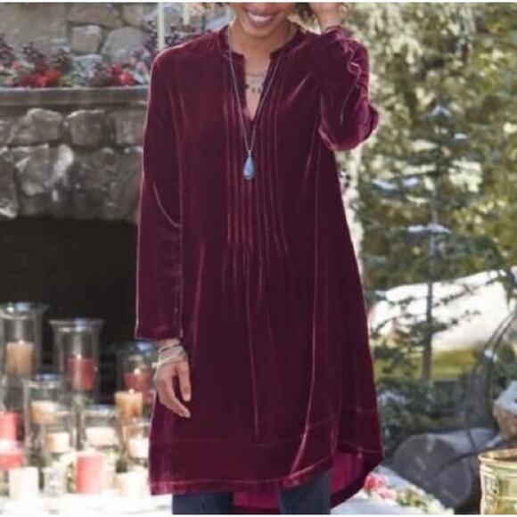 Sundance Velvet Enchantment Dress Burgundy Women's Size S - Picture 1 of 4